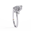 White Gold Pear Cut Diamond Vintage Crown Ring with Filigree Scrollwork