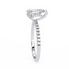 White Gold Pear Cut Diamond Ring with Hidden Halo and Pavé Shoulders
