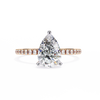Rose Gold Pear Cut Diamond Ring with Pavé Band