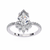 White Gold Pear Cut Diamond Ring with Marquise Half-Crown and Pavé Shoulders