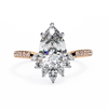 Rose Gold Pear Cut Diamond Ring with Marquise Crown and Pavé Band