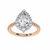 Rose Gold Pear Cut Diamond Halo Ring with Pavé Band