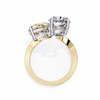 Yellow Gold Pear and Round Cut Diamond Toi et Moi Ring with Pavé Band