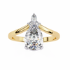 Yellow Gold Pear Cut Diamond Ring with Marquise and Round Crown Accent