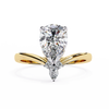 Yellow Gold Pear Cut Diamond Ring with Marquise and Round Crown Accent