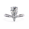 White Gold Pear Cut Diamond Ring with Marquise and Round Crown Accent