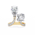 Yellow Gold Pear and Round Cut Diamond Toi et Moi Ring with Pavé Band