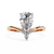Rose Gold Pear Cut Diamond Ring with Chevron Band and Accent Cluster