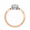 Rose Gold Pear Cut Diamond Ring with Chevron Band and Accent Cluster