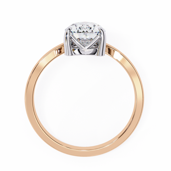 Rose Gold Pear Cut Diamond Ring with Chevron Band and Accent Cluster