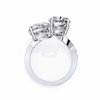 White Gold Pear and Round Cut Diamond Toi et Moi Ring with Pavé Band
