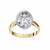 Yellow Gold Oval Cut Diamond Solitaire Ring with Two-Tone Bezel Setting