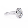 White Gold Oval Cut Diamond Solitaire Ring with Full Bezel Setting and Plain Tapered Band
