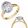 Yellow Gold Oval Cut Diamond Solitaire Ring with Two-Tone Bezel Setting