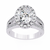 White Gold Oval Cut Diamond Halo Ring with Split Pavé Shoulders