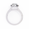 White Gold Oval Cut Diamond Halo Ring with Split Pavé Shoulders