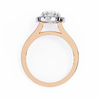 Rose Gold Oval Cut Diamond Halo Ring with Split Shank Pavé Band