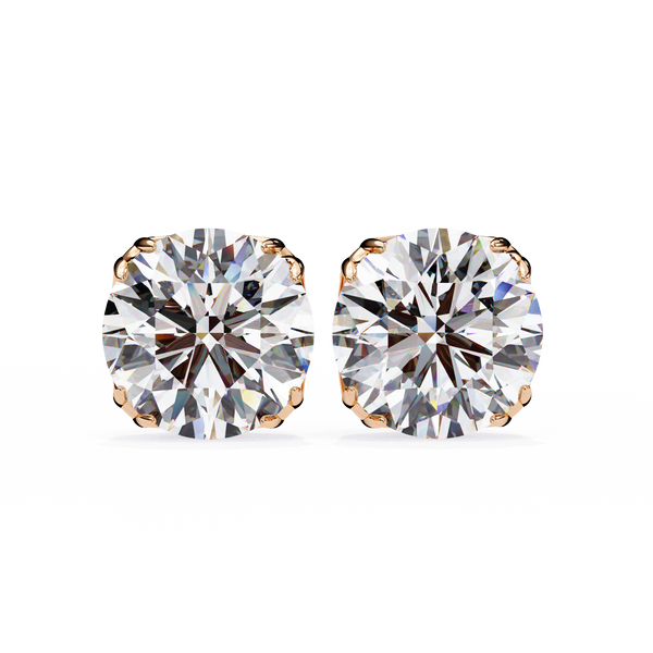 Classic 6-Prong Natural Diamond Round Stud Earrings
