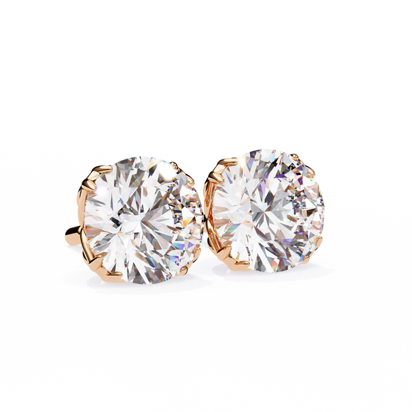 Classic 6-Prong Natural Diamond Round Stud Earrings