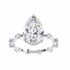 White Gold Pear Cut Diamond Ring with Hidden Halo and Spaced Round Eternity Accents