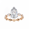 Rose Gold Pear Cut Diamond Ring with Round Eternity Band and Hidden Halo