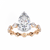 Rose Gold Pear Cut Diamond Ring with Round Eternity Band and Hidden Halo