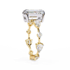 Yellow Gold Emerald Cut Diamond Ring with Pear and Round Eternity Accents