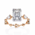 Rose Gold Emerald Cut Diamond Ring with Pear Eternity Band