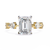 Yellow Gold Emerald Cut Diamond Ring with Pear and Round Eternity Accents