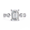 White Gold Emerald Cut Diamond Ring with Pear and Round Eternity Accents
