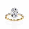 Yellow Gold Oval Cut Diamond Ring with Marquise Eternity Accents