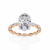 Rose Gold Oval Cut Diamond Ring with Marquise Eternity Band