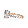 Rose Gold Radiant Cut Diamond Ring with Pear and Round Accent Band