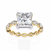 Yellow Gold Princess Cut Diamond Ring with Marquise Eternity Accents