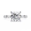 White Gold Princess Cut Diamond Ring with Marquise Eternity Band and Four Prong Setting