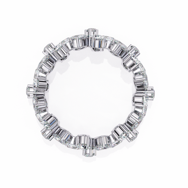 White Gold Pear Cluster Diamond Floral Eternity Ring