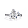 White Gold Pear Cut Diamond Bypass Ring with Pavé Shoulders