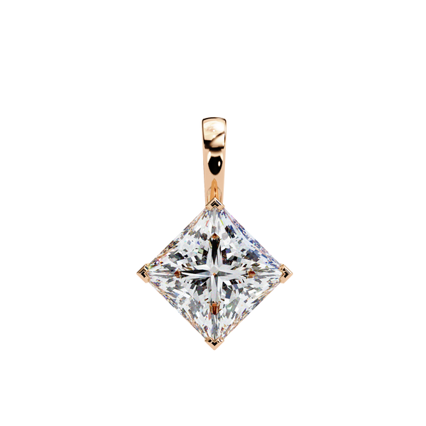 Princess-Cut Natural Diamond Solitaire Pendant