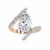 Rose Gold Pear Cut Diamond Bypass Ring with Pavé Shoulders