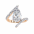 Rose Gold Pear Cut Diamond Bypass Ring with Pavé Shoulders