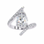 White Gold Pear Cut Diamond Bypass Ring with Pavé Shoulders