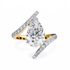 Yellow Gold Pear Cut Diamond Bypass Ring with Pavé Shoulders