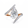 Rose Gold Pear Cut Diamond Bypass Ring with Pavé Shoulders