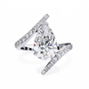 White Gold Pear Cut Diamond Bypass Ring with Pavé Shoulders