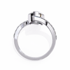 White Gold Pear Cut Diamond Bypass Ring with Pavé Shoulders