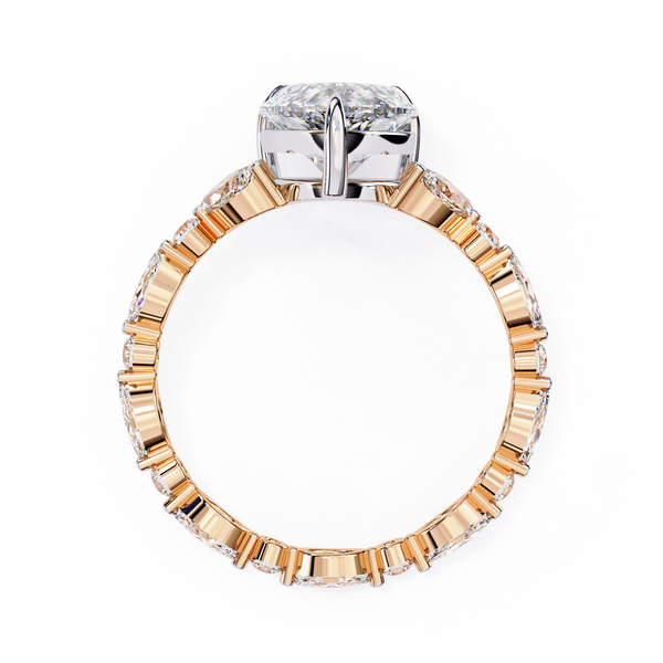 Rose Gold Pear Cut Diamond Ring with Marquise and Round Eternity Band