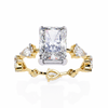 Yellow Gold Radiant Cut Diamond Ring with Pear Eternity Band