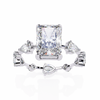 White Gold Radiant Cut Diamond Ring with Pear Eternity Band