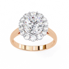 Rose Gold Round Cut Diamond Floral Halo Ring