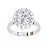 White Gold Round Cut Diamond Floral Halo Ring